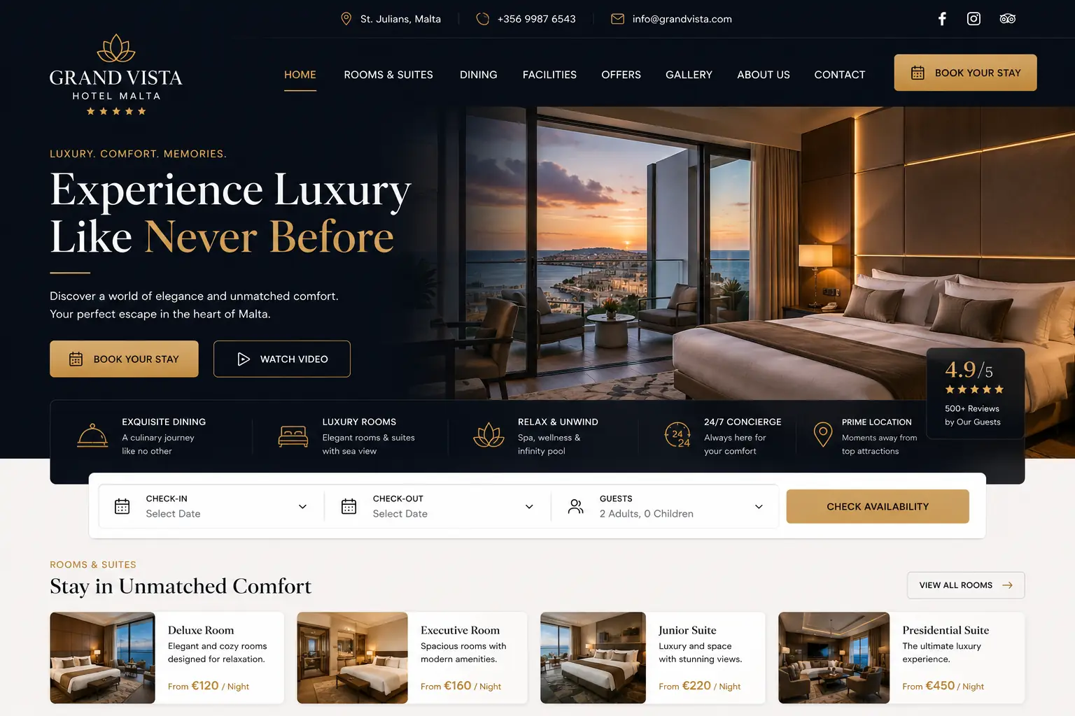 Hotel booking website